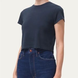NWT Agolde Baby Tee/Cropped In Nocturne Midni (Navy) 100% Cotton Size Large